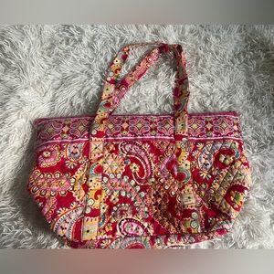 Large Vera Bradley Pink Paisley Zip Top Tote Travel Bag